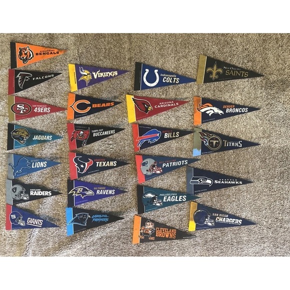 Rico Tag Express Other - NFL Team Pennants Lot of 20 Rico Tag Express Miniature Football Flags Vintage